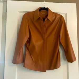 Elie Tahari faux leather jacket with crop sleeves, size small